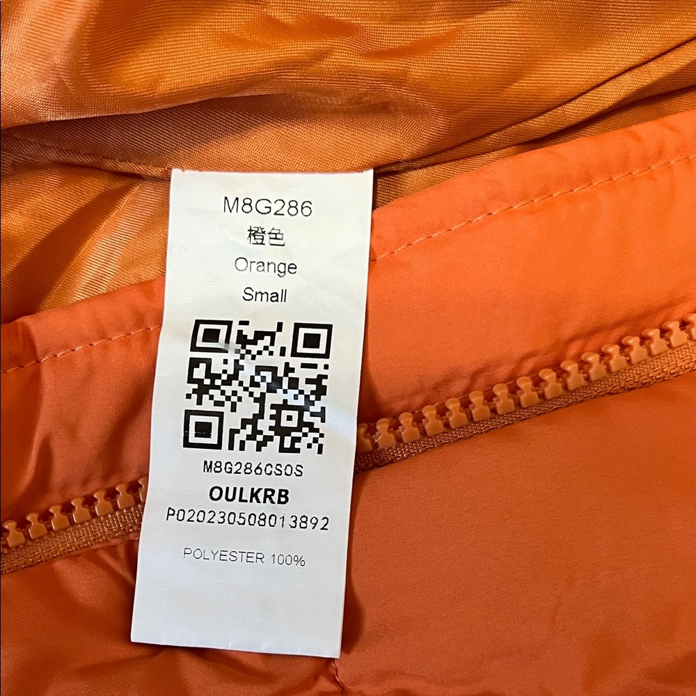 Women's Orange Hooded Puffer Vest Super Warm Cozy and Trendy Sz Small - Picture 6 of 10